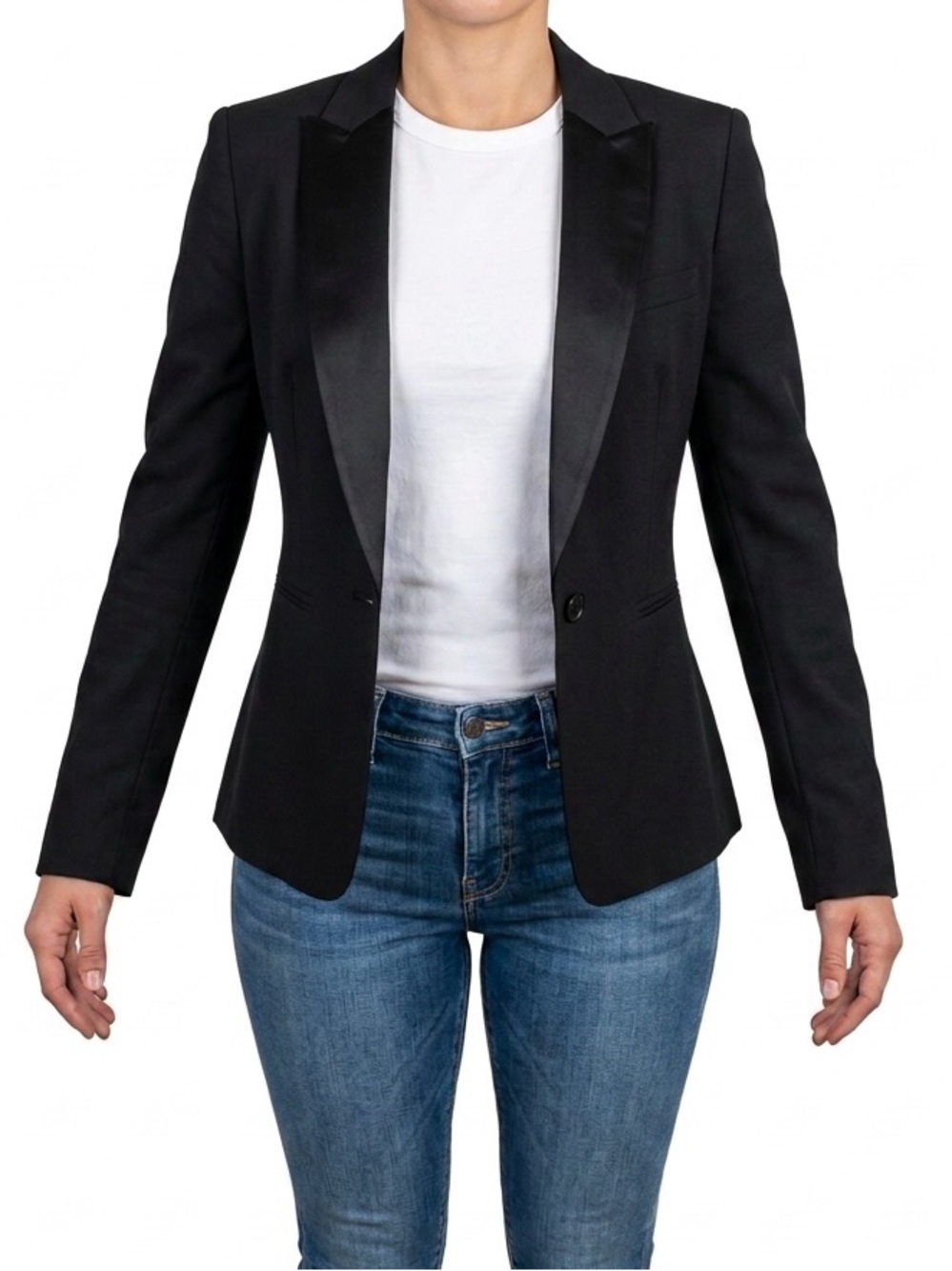 EUC Forever 21 Black Tailored Blazer Women's Medium Classic Career Office Work - Picture 5 of 13